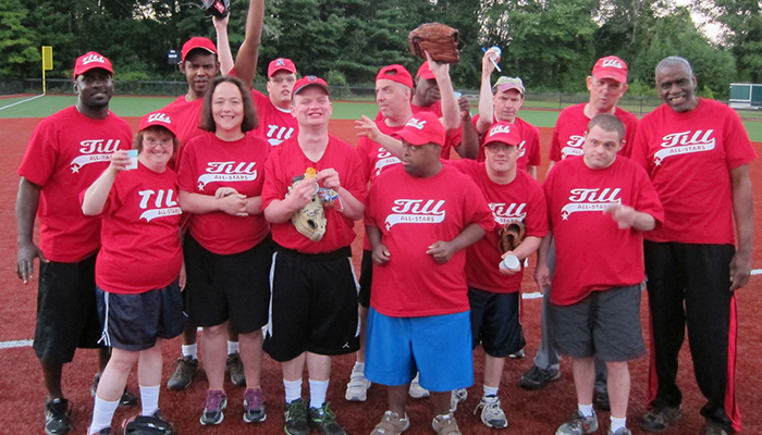TILL Softball red shirts group photo of team