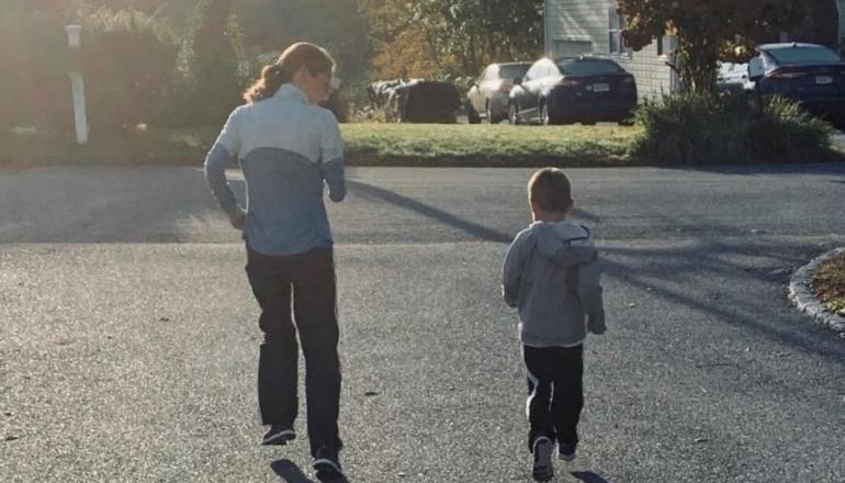 Molly and son running