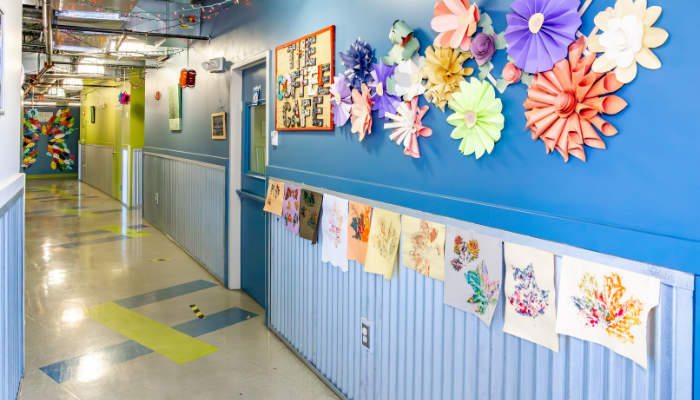 Colorful hallway at day program site