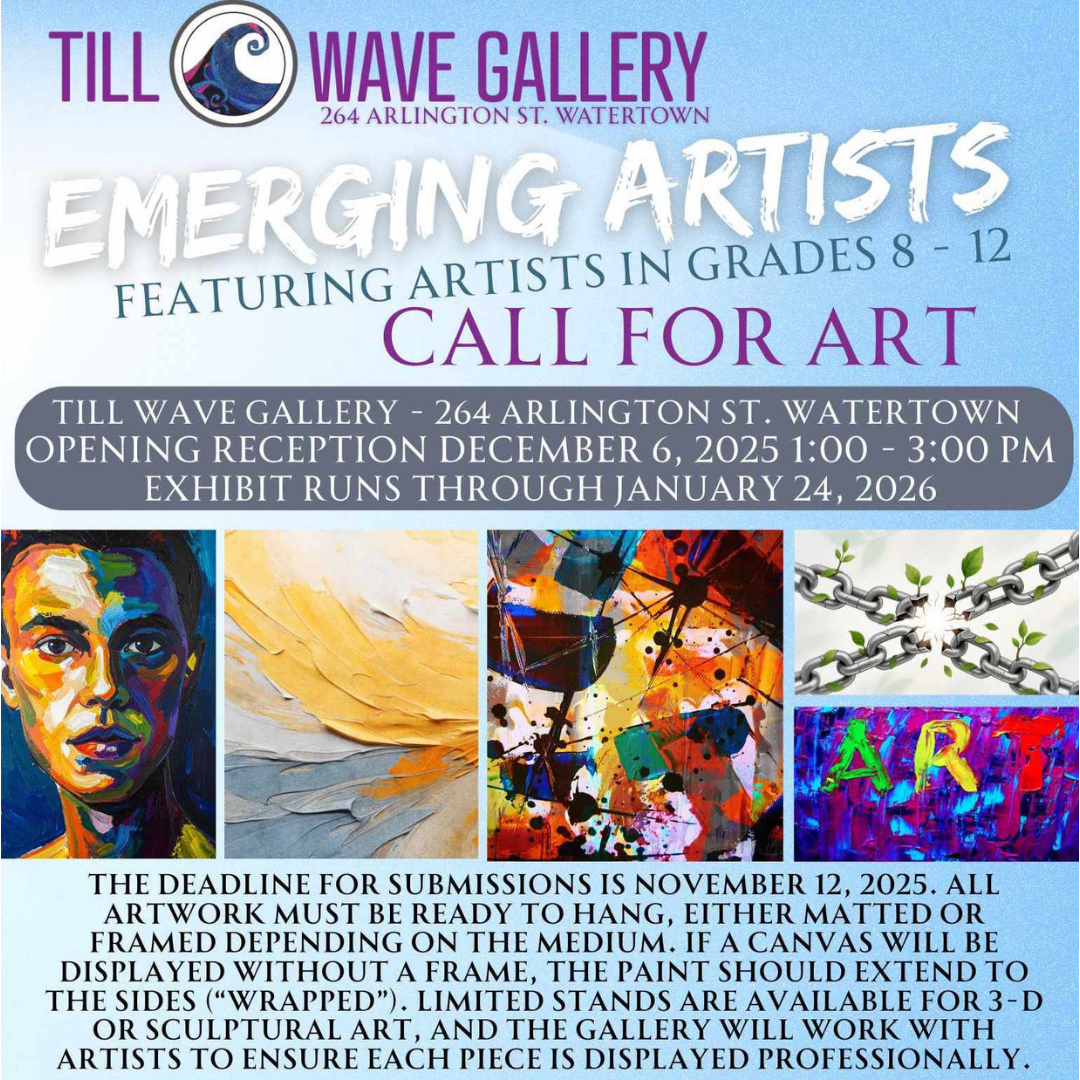 Graphic that says Call for Art, encouraging Emerging Artists from Grade 8-12