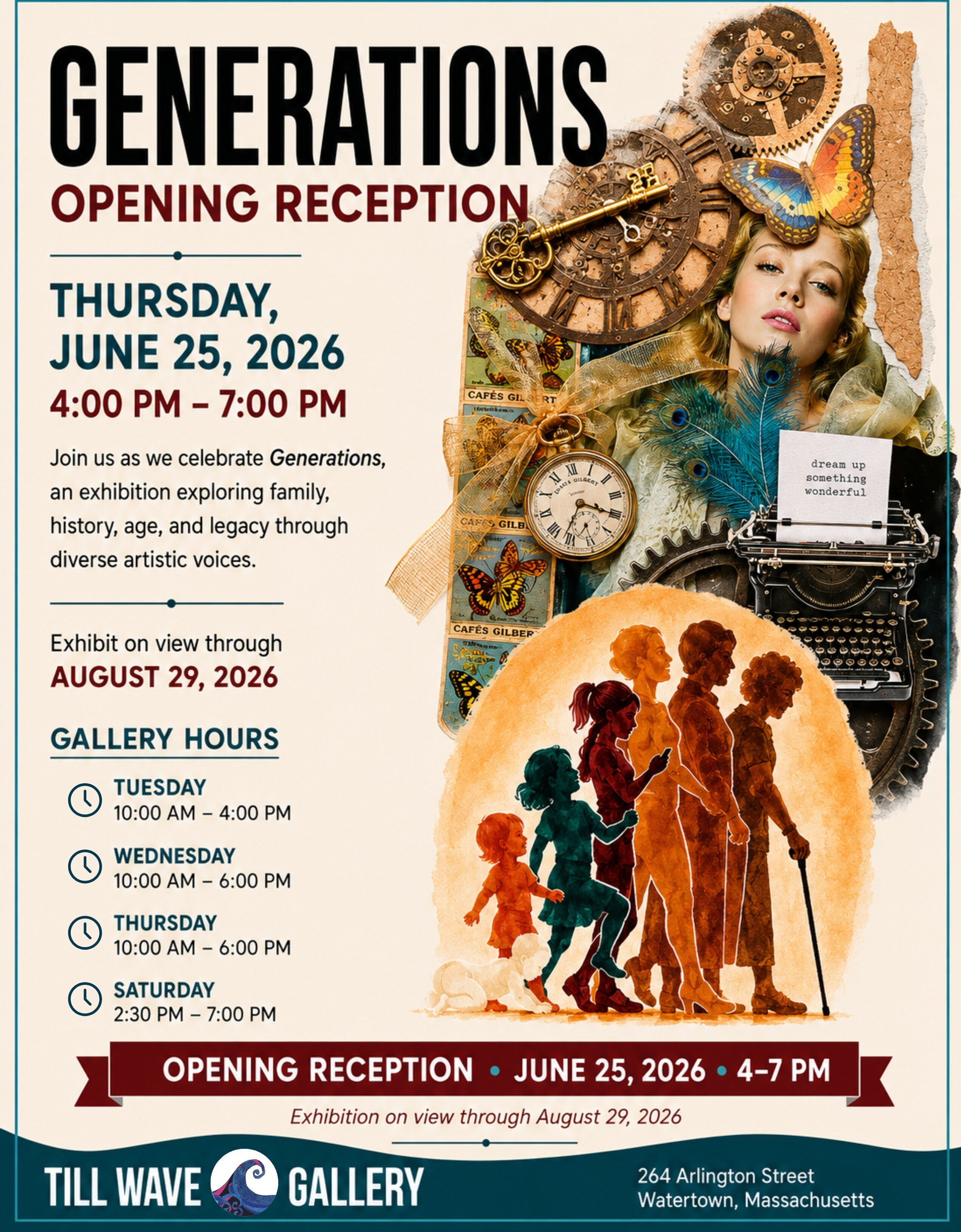 A flyer with details about Generations which has a open reception