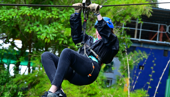 RiverView Student on Zipline