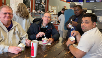 Men eating ice cream
