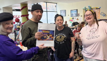 Paula dropping off packet at day program