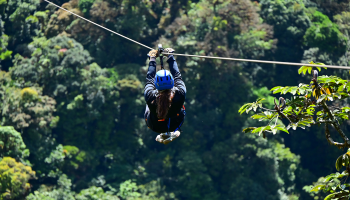 someone ziplining in Costa Rica