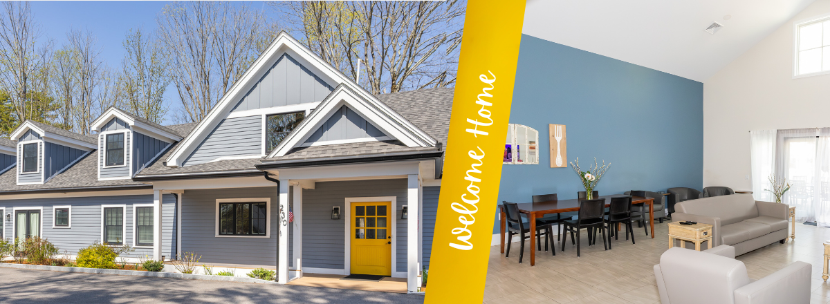 view of exterior and interior of group home in Westwood MA
