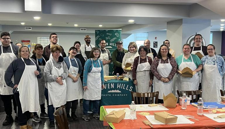 Group photo with Seven Hills Pasta Co and Springboard